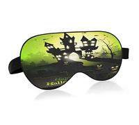 Scary Halloween Castle Breathable Sleeping Eyes Mask, Cool Feeling Eye Sleep Cover for Summer Rest, Elastic Contoured Blindfold for Women & Men Travel