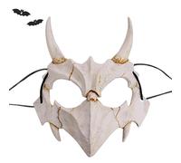 Scary Halloween Face Cover, Japanese Masks Demon - Realistic Half Face Animal Face Mask, Halloween Warrior Ghost Death Demon Masquerade Face Covers