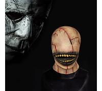 Scary Halloween Facemask Double Layer Ripped Facemask Halloween Full Head Skeleton Faceless Old Man mask(B-Yellow,One Size)
