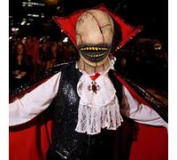 Scary Halloween Facemask Double Layer Ripped Facemask Halloween Full Head Skeleton Faceless Old Man Mask(Yellow C,One Size)