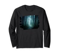 Scary Halloween Forest Dark Woods and Bats and Birds Long Sleeve T-Shirt