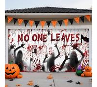Scary Halloween Garage Door Decorations Banner Large Hanging Backdrop Garage Door Cover Halloween Wall Decorations for Outdoor Indoor Holiday Party Home Yard,Blood Ghost,7 x 16 Ft