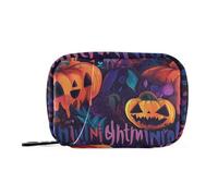 Scary Halloween Ghos Jack-o-Lantern Travel Medicine Bag with Removable Compartments Reusable Wallet Organizers