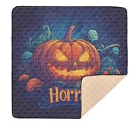 Scary Halloween Grimace Pumpkin Candy Corn Cute Foldable Baby Activity Play Mat for Indoor Outdoor Waterproof Baby Kick Crawling Mat for Babies Infants Toddlers, 50'' x 50''