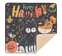 Scary Halloween Happy Halloween Dog Black Cat Large Non-Slip Baby Playmat for Floor Washable Baby Play Tummy Time Mat for Baby Kids Toddlers Infants, 50'' x 50''