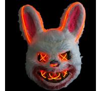Scary Halloween Mask Bloody Bunny Mask, Mad Rabbit LED Glow Scary Light Up Masks with 3 Lighting Modes Horror Led Halloween Full Face Masks for Men Women Halloween Party Decorations
