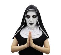 Scary Halloween Mask, The Nun Horror Mask with Headscarf, Realistic Full Head Latex Mask for Adults, Perfect for Halloween Costumes, Cosplay and Horror Parties