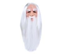 Scary Halloween Masque,Face Cover Terror White Hair Old Man Design | Realistic Scary Headgear for Women Men Adults, Horror Convention Cosplay