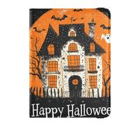 Scary Halloween Orange Spooky Leather Passport Holder Cover Wallet Large Capacity Ticket Holder for Women Trip Accessories