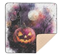 Scary Halloween Pink Jack-o-Lantern Pumpkin Black Cat Halloween Large Stylish Baby Gym & Activity Mat for Indoor Outdoor Washable Kicking Mat for Baby Toddler Infant, 50'' x 50''