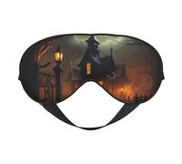 Scary Halloween Print Soft Eye Mask Lightweight Sleep Aid Breathable Blackout Travel Nap Yoga Meditation