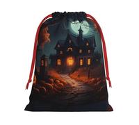 Scary Halloween print Super soft velvet drawstring storage bag, fit for Halloween promotion multifunctional bag