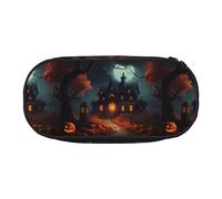 Scary Halloween Print Unisex Pencil Case Pouch - Compact Design for Pencils, Small Items - Double-Headed Zipper