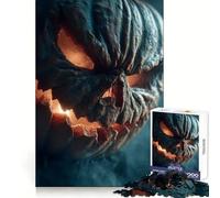 Scary Halloween Pumpkin with Glowing Eyes 1000 Piece Jigsaw Puzzles for Adults Teenagers Recall Boost Calm Escape Smooth Cut Heartfelt Gift (38x52cm)