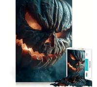 Scary Halloween Pumpkin with Glowing Eyes 1000 Pieces Jigsaw Puzzles for Teenagers Logic Sense Toy Simple Fun Smooth Edge Stylish Gift (38x26cm)