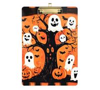 Scary Halloween Pumpkins Tree Acrylic Grid clipboard Standard Letter A4 Size Plastic for Football Softball Coaching Gold 12x9in Tabla para escribir con Clip