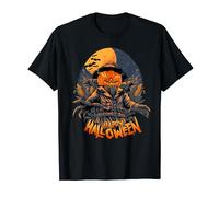 Scary Halloween Scarecrow horror pumpkin costume moon bats T-Shirt