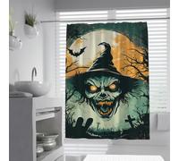 Scary Halloween Shower Curtain Horror Witch Bathroom Decor 200x220cm
