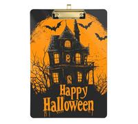 Scary Halloween Spooky Haunted House Acrylic Work Binder Clip Board Standard Letter A4 Size Standard Hole for Softball Coaches clipboard Teacher Gold 12x9in Tabla para escribir