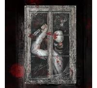 Scary Halloween Window Decorations, HD Print Window Blood Silhouette Window Curtain Cover for Indoor Outdoor Party Decor (Black Gray-Mask)