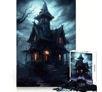 Scary Haunted House Jigsaw Puzzles 1000 Pieces for Adults Brain Skill Stress Release Exact Edge Wall Art Decor (38x26cm)