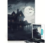 Scary Haunted House Jigsaw Puzzles 1000 Pieces for Adults Logic Sense Toy Leisure Time Smooth Edge Seasonal Gift (38x26cm)