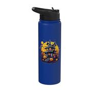 Scary Haunted House - Moonlit Pumpkins - Halloween Kids Stainless Steel Insulated Water Bottle