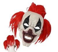 Scary Head Cover for Adults - Horror Creepy Red Clown Wig,Party Costume for Game Prank Dress Circus Festival Carnival Family Gatherings Party Holiday Christmas