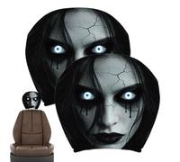 Scary Headrest Cover - Automobile Styling Protector, Creepy Costume Accessory, Grim Skeleton Automotive, Haunted Passenger Slipcover | Evil Driving Guard Shield for Sedan Van RV