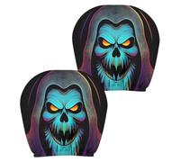Scary Headrest Covers, 2 Pieces Skull Gothic Halloween Interior Decor