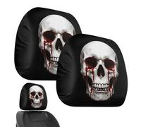 Scary Headrest Covers for Cars Soft Elastic Halloween Skull Decor