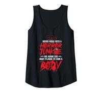 Scary Horror Movie Mess with A Horror Movie Junkie Tank Top, Women, Black, Medium