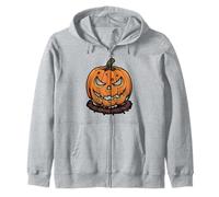Scary Jack O' Lantern Face Halloween Design Zip Hoodie