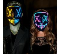 Scary LED Halloween Mask, Light up Mask Cosplay Scary Halloween Costumes Mask Colourful Rave Full Face Masks & Party Role Playing Props Horro Face Cover Cool Fancy Dress for Kids and Adults-A