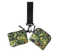 Scary Living Dead Halloween Women's Wallets Card Cases Minimalist Change Purse Wallet with Zipper Coin Pocket for Ladies 2 Packs