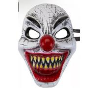 Scary Mask Creepy Clown Halloween Costume Accessory, White and Red
