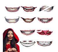 Scary Mouth Sticker 10 Piece Face Creepy Temporary Decals