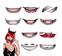 Scary Mouth Sticker 10 Piece Face Creepy Temporary Decals