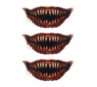 Scary Mouth Tattoos 3Pcs Realistic Horror Decals for Halloween | Water transfer paper with vivid bloody designs for Halloween makeup, fits adults needing realistic horror mouth effects A