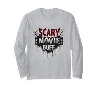 Scary Movie Buff: Horror Film Fanatic Gothic Drip Long Sleeve T-Shirt, Adult Unisex, Heather Grey, XL