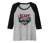 Scary Movie Buff: Horror Film Fanatic Gothic Drip Raglan Baseball Tee, Women, Black/Athletic Heather, S