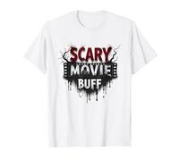 Scary Movie Buff: Horror Film Fanatic Gothic Drip T-Shirt, Men, White, M