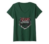 Scary Movie Buff: Horror Film Fanatic Gothic Drip V-Neck T-Shirt, Women, Forest Green, XL