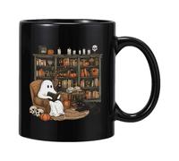 Scary Mug - Pumpkin Cup, Magic Cauldron Goblet | Wide Range of Uses 400ml Black Witch Ceramic Mug for Hot Beverages, Halloween Tea Cup Travel Use, Fall Season Home Decor Dorm Kitchen Cupboard Prop
