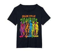 Scary Night Ghost Design Perfect for Fans of Horror Stories T-Shirt, Women's Plus, Black, 1X