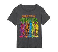 Scary Night Ghost Design Perfect for Fans of Horror Stories T-Shirt, Women's Plus, Dark Heather Grey, 3X