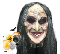 Scary Old Woman Witch Head Cover - Creepy Halloween Mask, Latex Witch Face Cover