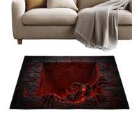 Scary Optical Illusion Halloween Rug Soft Floor Covering Decor | Optical Illusion Rug for Autumn Christmas Nightmare Living Room Bedroom Kitchen Bathroom Bathroom