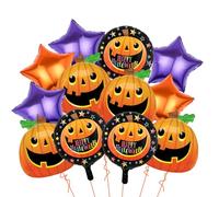 Scary Pumpkin Balloons and Orange Purple Star Balloon, Halloween Foil Balloons for Scary Pumpkin Decorations, Halloween Party Supplies