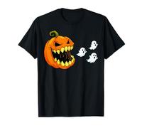 Scary Pumpkin Chasing Ghosts Funny Spooky Halloween T-Shirt